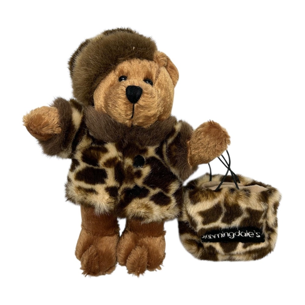 Bloomingdales Giraffe Print Teddy Bear Plush with Matching Purse‎ Outfit